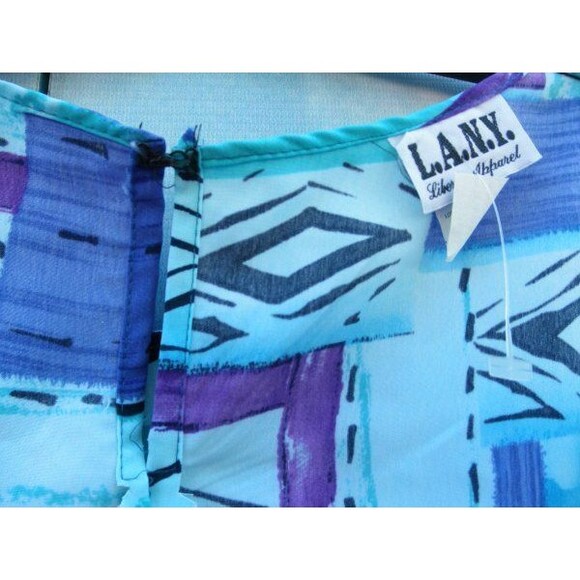 NEW by L.A.N.Y, SLEEVELESS DRESS,BLUE MULTI-COLOR PLUS SIZE 1X (MADE IN THE USA) - Picture 6 of 11